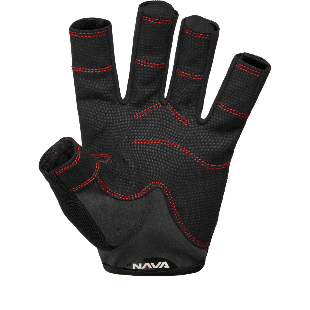 2025 Nava Performance Nava Club Short Finger Sailing Gloves NAVACGSF01 - Black
